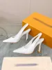 2023 fashion Women Shoes Pumps High Heels Sexy Pointed Toe Pearl Mules Slingback Runway Spell Color Wedding Party -048