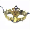 Feestmaskers retro greco Roman Mens Mask voor Mardi Gras Gladiator Masquerade Vintage Golden/Sier Sier Carnival Halloween Half Face Dr Dh5gr