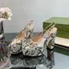 nieuwe jurk schoenen ontwerper hoge hakken vrouwen terug holle teen vierkante teen sandalen metalen knop decoratieve mode partij platform dikke zool fabriek schoen 12cm