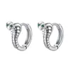 Boucles d'oreilles de cerceau punk gothique en acier inoxydable vert zircon œil serpent pour hommes femmes hip hop cobras cool bijoux w448