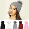 Beanies mössa/skalle kepsar vinter kvinnor hatt skallies ull big päls pompon fluffiga hattar ponpon pompom kvinnliga stickade flickor svart röd rött