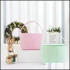 Altre forniture per feste festive New Easter Candy Basket Seersucker Stripe Bucket Easter Eggs Storage Bag Mtipurpose Home Clothes Bas Dhykh