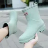 Rain Boot Boots Waterproof Nonslip Midtube PVC Rubber Shoes Kitchen Overshoes av skäl Fashion Botas de Mujer 230330