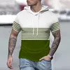 Herren T-Shirts mit Kapuze T-Shirt beiläufige feste lose Oberteile Sommer gestreifte T-Shirts männliche Sportbekleidung Hoodie Kurzarm T-Shirts Kleidung 230330