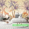 Papier peint taille personnalisée 3D Jungle papier peint peintures murales girafe animaux pour chambre d'enfants ballon arbre papier peint dessin animé autocollants décor à la maison