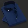 Men's Casual Shirts Men Short Sleeve Dress Shirt Summer New Button-Down Collar Soft Formal Social Blue White Fashion Business Casual Shirt W0328