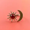 Cluster Rings Sun Moon Gold kleur metaal openen verstelbare ring vrouwen inleg rode kleur stenen charmante elegante accessoires feest sieraden