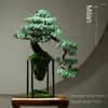 Decorative Flowers Chinese-style Simulation Plant Bonsai Indoor Welcoming Pine Green Potted Fake Tree Micro-landscape Decoration