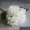 Dekorativa blommor kransar konstgjorda hortensia blommhuvud falska siden singel riktig beröring hortensior för mittstycken hem p dhjrr