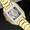 ساعة معصم إعادة صياغة hombre bling diamond الذهب المجوف الهاتفية الهيب هوب المثلج Quartz watch for man men men watches drop