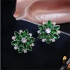 Charm Exquisite Zircon Snowflake Stud Earrings For Women Shiny Rhinestone Crystal Flowers Earring GC2004