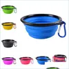 Dog Bowls Feeders Solid Color Pet Cat Bowl Folding Collapsible Sile Puppy Doggy Feeder Water Food Container Foldable Style Drop De Dhjqw