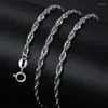 Cadenas MIQIAO Hombres Hiphop Rock 925 Cadena de ondas de agua de plata esterlina Larga 45 50 55 60 CM Ancho 3 MM Collar de color platino Regalo de novio