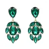 Stud -oorbellen Bruiloft Bridale Verklaring Crystal Women Green Champagne Red Rhinestone Sieraden Femme Bijoux