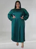 Plus size jurken wmstar maat voor vrouwen herfstkleding vast o nek geplooide elegant feest zoete maxi jurk groothandel druppel 230330