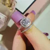 Solitaire Ring 2023 New Silver Color Bride Cushion Cut Finger Sets For Women Jewelry Pure Wedding Engagement s Personalized R5997b Y2303