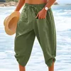 Spodnie męskie swobodne kieszonkowe spodnie na plaży 2023 Solid średnie sznurka