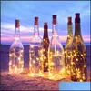 Andra evenemangsfestleveranser 10 LED 8 Solar Wine Bottle Stopper Copper Glow Cork Shaped String Light Night Fairy Drop Delivery Home Dhjzv