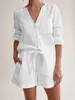 Kobietowa odzież sutowa 100 Cotton jesienne garnitury z szortami Pijama Pocket Nightwear Single Bereded Nightgown Pełny rękaw Pajama 230330
