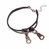 Bracelets de cheville mode femmes antique BronzeZipper cheville Double chaîne Bracelet rétro filles été pied bijoux plage pieds nus jambe