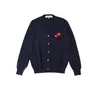 Designer Men's Sweaters CDG Com Des Garcons Play Women's Red Hearts Sweater Blue Button Wool V Neck Cardigan Size XL