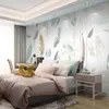 Papéis de parede Po papel de parede 3d planta nórdica folhas penas grãos de madeira modernos murais de sala de estar sofá de tv bedroom pvc adesivos à prova d'água