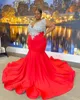 Red Plus Size Prom Dresses For Black Girls Lace Applique Adeican