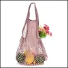 Storage Bags Mesh Net Bag String Shop Baskets Tote Woven Reusable Fruit Vegetables Handbag Drop Delivery Home Garden Housekee Organiz Dhxc1