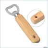 Openers Wood Handle Beer Bottle Opener Stainless Steel Wooden Wine Soda Glass Cap Kitchen Bar Tools Drop Delivery Home Garden Dining Dhrlp