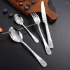 Servis uppsättningar Guldkärlet Set i rostfritt stålgaffel Spoons Kniv Tabellesats Luxury Flatware For Home Kitchen Restaurant