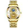 손목 시계 2023 남자 석영 시계 최고의 브랜드 패션 럭셔리 스테인리스 스틸 드래곤 방수 시계 비즈니스 골든 손목 시계