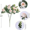 Decorative Flowers Artificial Bouquet White Red Rose Eucalyptus Leaves Wedding Decoration Peony Fake Flower For Party Home Decor Outdoor