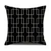 Oreiller 1 pièces noir blanc géométrique ligne impression coton lin couverture jeter voiture décoration de la maison canapé-lit taie d'oreiller décorative