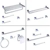 Bath Accessory Set Chrome Perforated Towel Rack Shelf Simple Stainless Steel Bathroom Accessories Single Rod Double Hardware Pendant