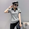 Women's Polos 6892 Red Grey Green Shirt Short Sleeve Cotton Embroidery Slim Turndown Collar For Women Summer 230330