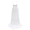 Lässige Kleider Hochzeitskleid 2023 ärmellose Applikationen Frauen eleganter Spitze Maxi Sexy Deep V Neck Schlinge Brautabend