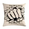 Cuscino 45cmx45m Stick Figure Fist Pattern Lino Comoda copertura Divano per la casa Decorazioni decorative