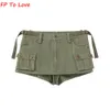 Faldas Y2K Armygreen Pocket Shorts Mini Sexy High Street Negro Elegante Botón Chic Bottom Mujer PB ZA Mujer 230330