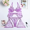 Women's Panties Sexy Flower Embroidery Fancy Female Underwear 2023 Luxury Lace Bra And Panty Sexy Garters Transparen Lingerie Set