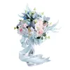 Dekorativa blommor Handgjorda bröllopsbrudar Buketter Brudhållare Bukett med silkband Faux för examensfestdekor