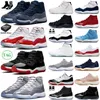 Box Cherry 11 Basketball Shoes 남자 여자 Jumpman 11s Midnight Navy Cool Grey 25th Anniversary Bred Heirss Platinum Tint Mens 야외 트레이너 스포츠 운동화