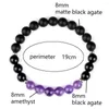 Strand 8mm Tiger Eye Natural Stone Black Lava Purple Onyx Beded Armband Rostfritt stål Spacer Pärlor Armband för män och kvinnor