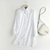 Bluzki damskie Maxdutti Blusas Mujer de Moda 2023 Long Blouse Women England Style Fashion Bawełny prosty rękaw Biała jesienna koszula