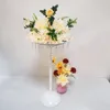 Vases White Exquisite Metal Flower Vase 25.6 Inches Tall Pillar Stand Wedding Party Table Centerpieces Road Lead Home Decoration