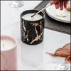 Candles Marble Scented Candle Gold Pattern Ceramics Ins Aromatherapy Home Decor Valentine Day Gift Drop Delivery Garden Dh3Df