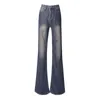 Damskie dżinsy kobiety 2023 Wiosenna moda Bleached Flare Jean's Wash Blue Street Wear Straight noge 230330