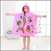 Serviette Enfants Dessin animé Cape à capuche Animal imprimé bébé garçons filles super absorbantes serviettes de plage en microfibre livraison directe maison jardin Tex Dh9Rt