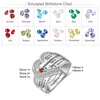 Solitaire Ring 925 Sterling Silver Personlig 1-8 Namn graverat med Birthstone Custom Engagement Heart S For Women Mothers Day Gift Y2303