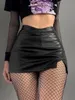 Skirts Leather Women Y2k Sexy Girls Slim Straight Female Clothing Gothic High Waist Casual Short Streetwear 230330