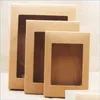 Förpackningsboxar White Black Kraft Paper Box med Window Gift Cake Packaging Birthday Favors Container PVC Windows Drop Deliver Dhodw